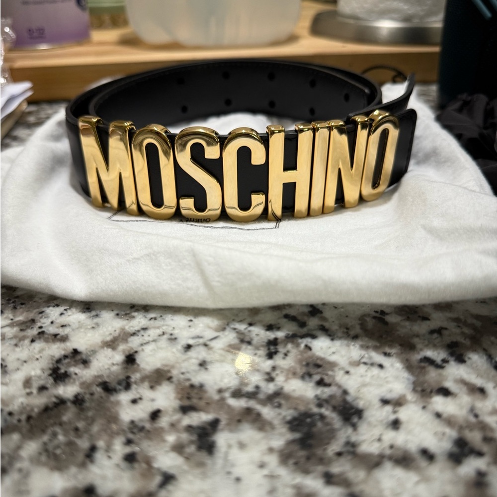 Moschino Gold Logo Black Belt